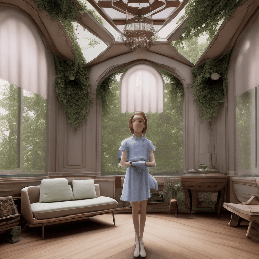 AI generated: Feminine boy wearing a dress, High resolution photography interior design, dreamy sunken living room...