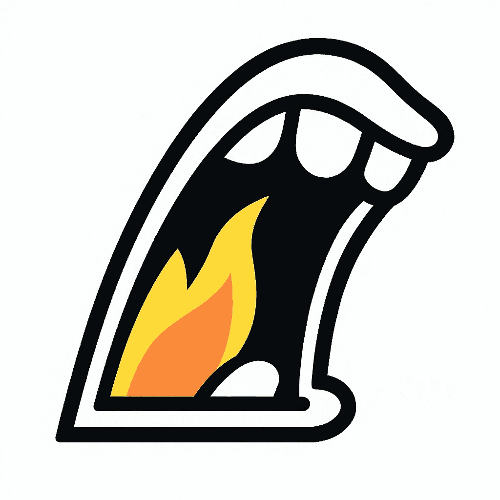 AI generated: Flat coloured flame jagged edges and straight lines rough flame shape almost if as I Lino cut. black...