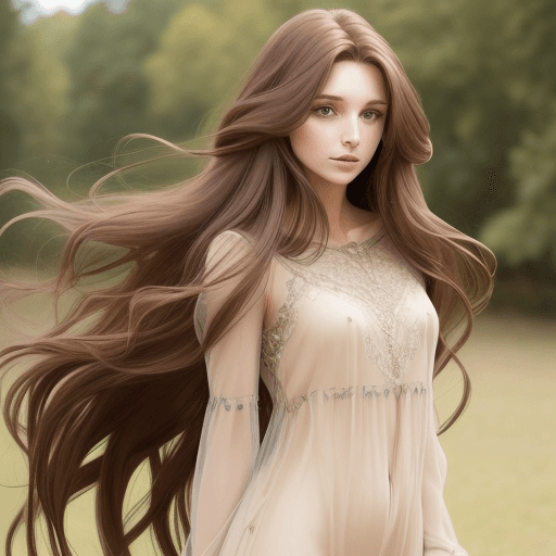 AI generated: woman, long flowy brown hair, sheer 