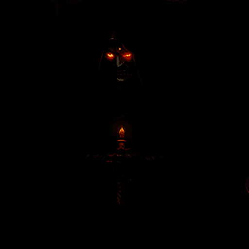 AI generated: "In the shadowy depths of an ancient temple, bathed in eerie, flickering torchlight, the unholy high...