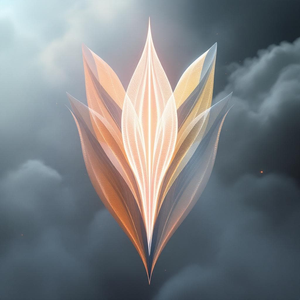 AI generated: Create an image of 

Industry Sigil: The Veil-Crest Bloom

A vertical spine of light flanked by ...