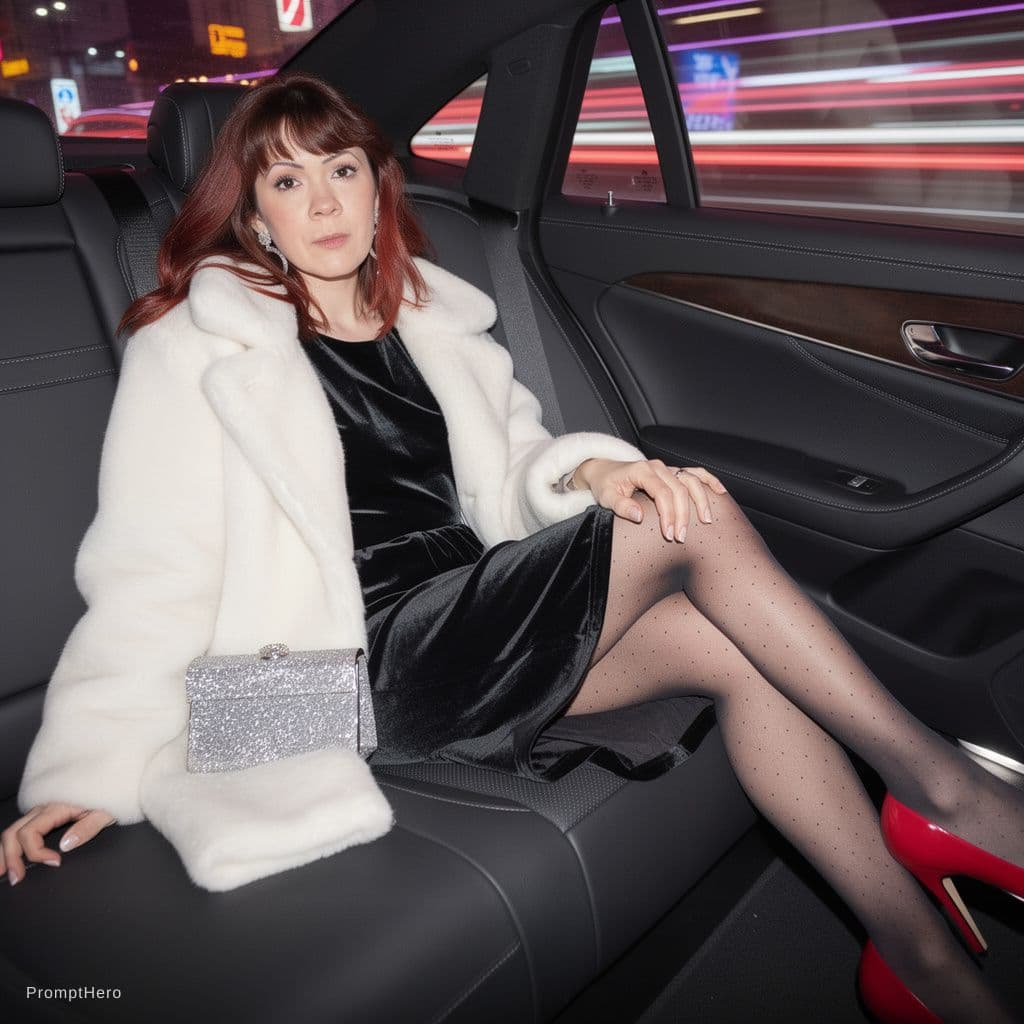 AI generated: Scene: The back seat of a luxury sedan,the black leather seats exuding a high-end feel.Outside the w...