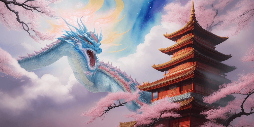AI generated: /imagine prompt: A mystical scene featuring a Chinese dragon emerging from ethereal clouds, intricat...