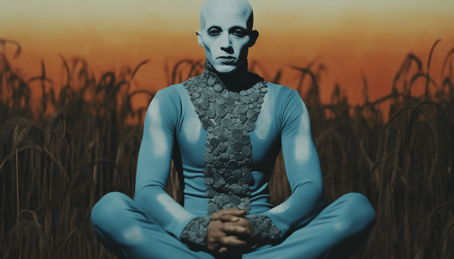 AI generated: fantastic planet, Award - winning, full body portrait photograph shot with Kodak Portra 800, a Hasse...