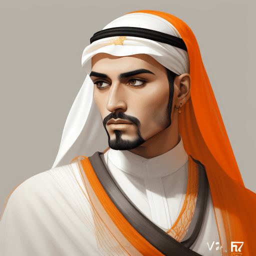 AI generated: A minimalist abstract sketch of  ARABIAN  MAN WITH  headband, SAUDI DRESS, abstract realism painting...