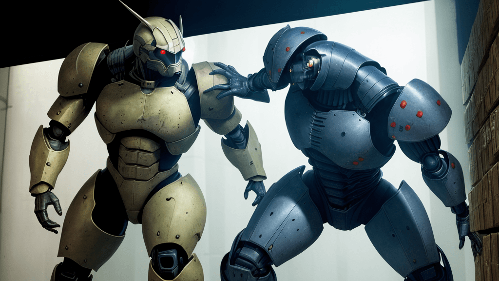 AI generated: 
Secret laboratory, armored warriors in investigations, humans, action, force 
