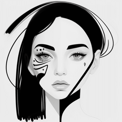 AI generated: Face Art, Abstract Art, Line Drawing, Aesthetic Graphic,  Minimalist Design