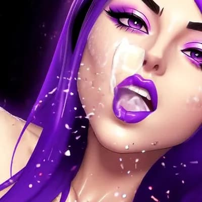 AI generated video: slow. woman naked. mouth open. semen all over.