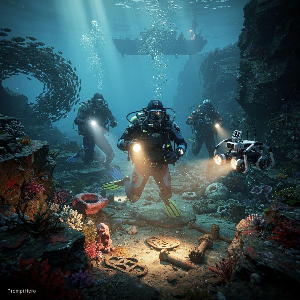 AI generated: suggest prompt for underwater expedetion
