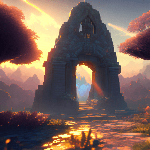 AI generated: Portrait of a fantasy portal to the future, dramatic light, faded sunrise, cinematic lighting, shatt...