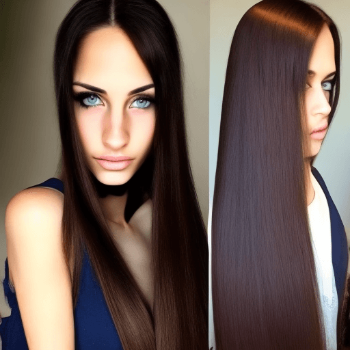 AI generated: a women with straight long hair , perfect jawline, dark brown eyes