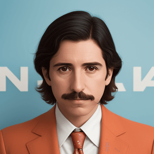 AI generated: Photo of the name Iván Hernández, Wes Anderson style, to the background of LinkedIn
