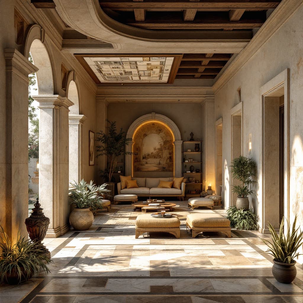 AI generated: A perspective of the interior of a patio house with a plan of it on top. It's architecture its inspi...