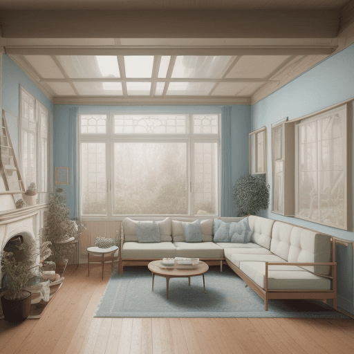 AI generated: High resolution photography interior design, dreamy sunken living room conversation pit, wooden floo...