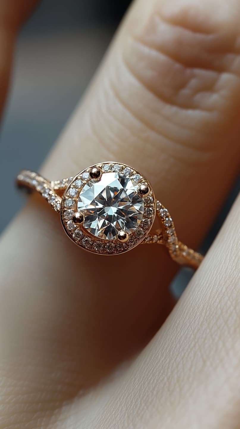 AI generated: detail shot of an exquisite, minimalist ring, showcasing a perfect union of gold and diamond, ring a...