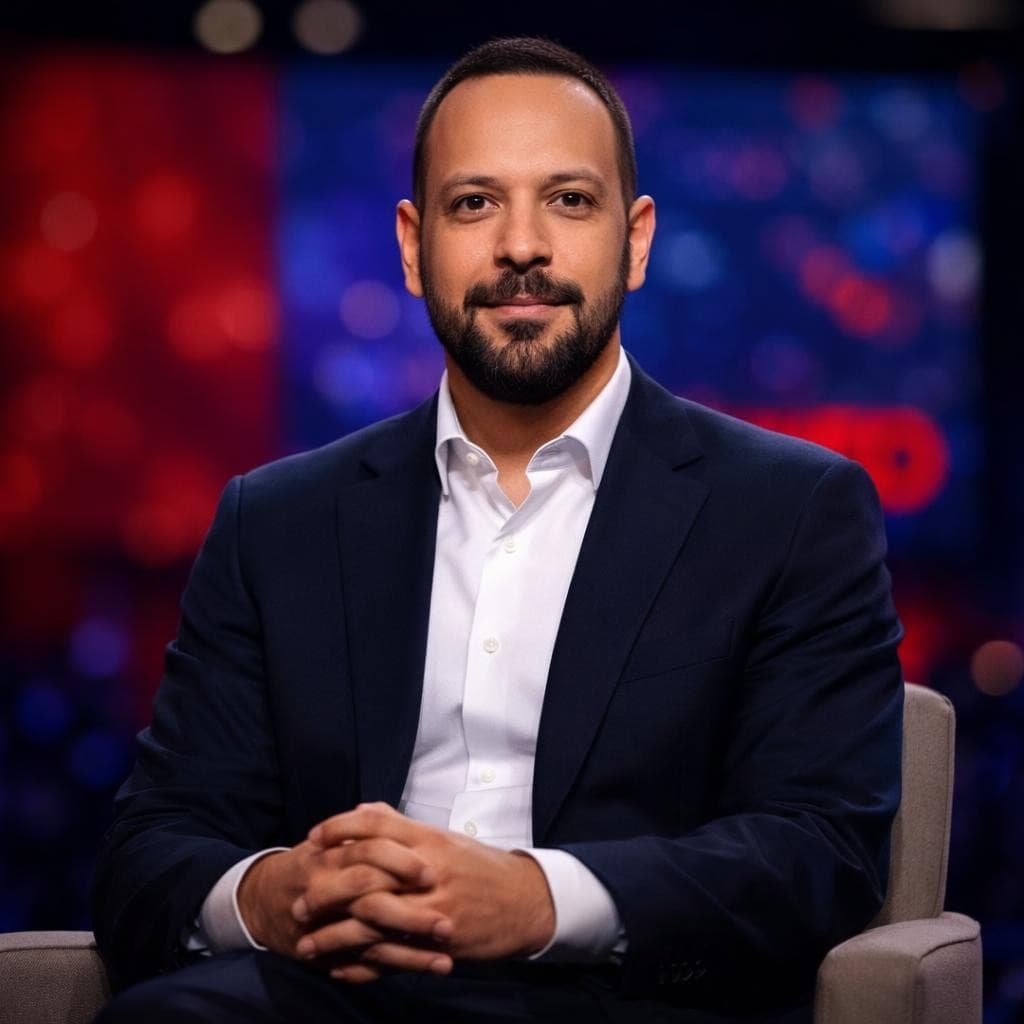 AI generated: artistic portrait photography of handsome guy as a Ted Talk speaker, confident, tanned skin, inspiri...