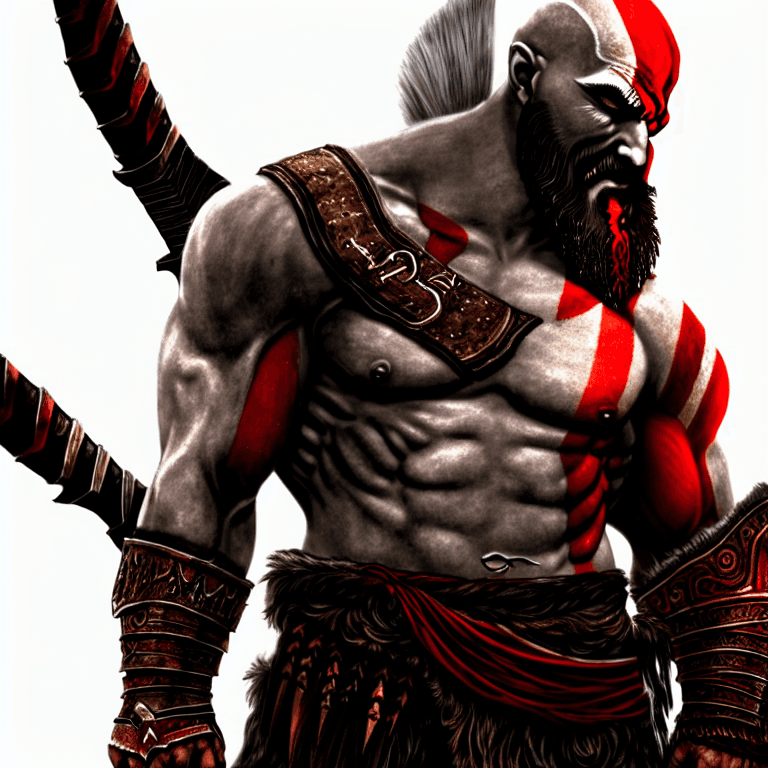 AI generated: full body kratos, God of War, Ragnarok,  hyperdetailed, hyperrealistic, 64k, ultra deep colors, tren...