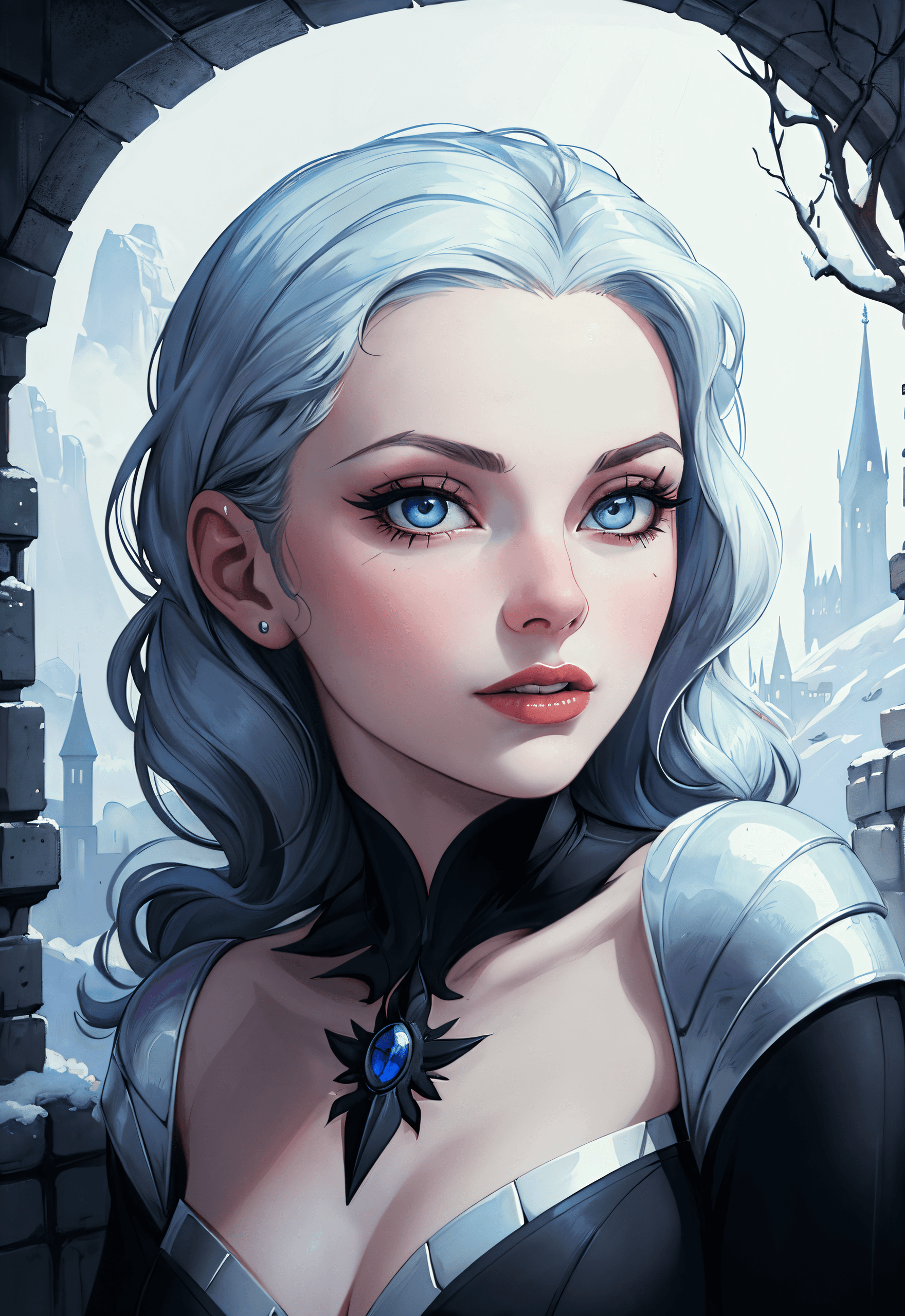 AI generated: (masterpiece award winning illustration:1.2) , Snow White photorealistic , full sharp , detailed fac...