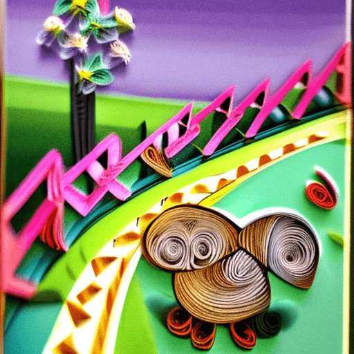 AI generated: Paper quilling, paper cut art, paper illustration, village path, long road, a hedgehog walking in th...