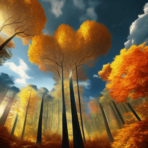 AI generated: a gorgeous beautiful scene of the forest on another planet, giant trees that streches up to the clou...