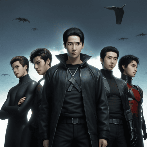 AI generated: a mentor is accompanying a group of young men standing next to each other, inspired by Yukihiko Yasu...