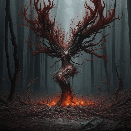 AI generated: Craft an abstract and artistic interpretation of 'carnage' without depicting violence or gore. Inste...