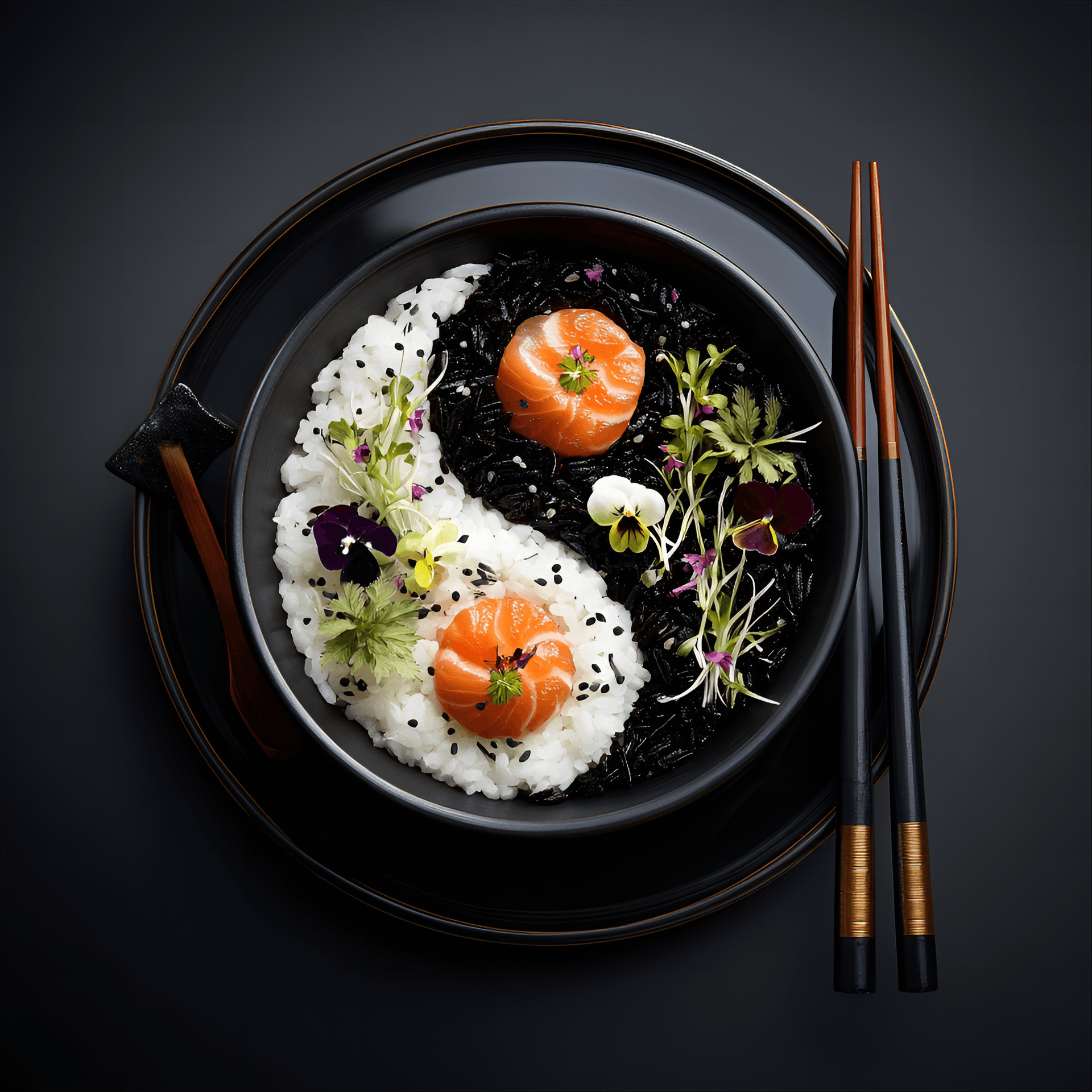 AI generated: presents a beautifully arranged dish that artistically combines elements of Japanese cuisine with  T...