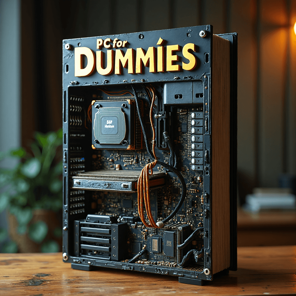 AI generated: (A thick book stands upright on a desk while a book cover designed to resemble the intricate interio...