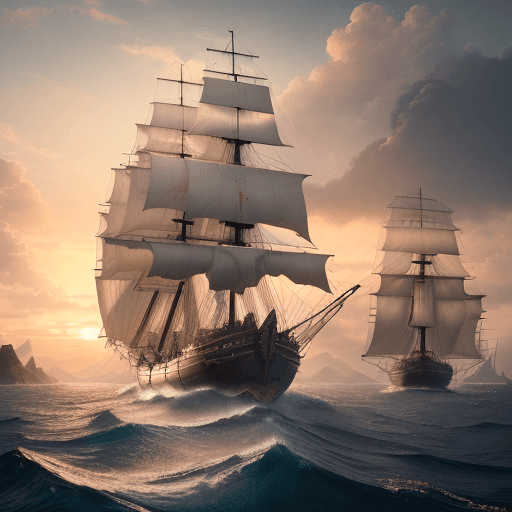AI generated: Photo of a ultra realistic sailing ship, dramatic light, pale sunrise, cinematic lighting, battered,...