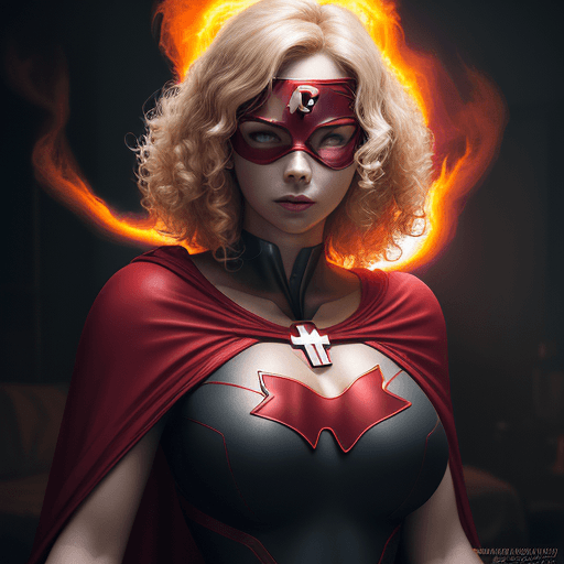 AI generated: 
magmatica Superhero, nurse. woman, surrounded by fire, nursing clothes, blonde curly hair. Whole bo...