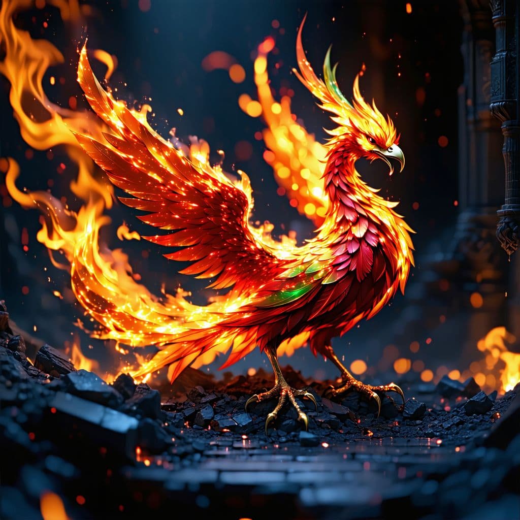AI generated: A beautiful Phoenix rising from the ashes 8K resolution