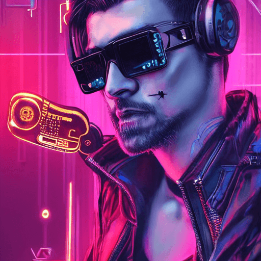 AI generated: nft style, cyberpunk, synthwave, tarot card with intricate detailed frame around the outside | with ...