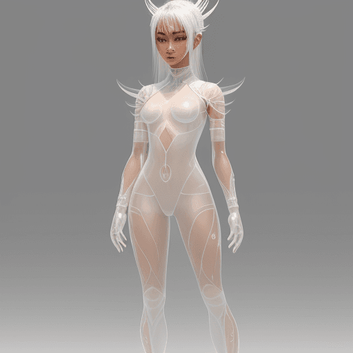 AI generated: realistic photo of a beautiful tanned Thai girl, dressed in white transparent clothing, standing tal...