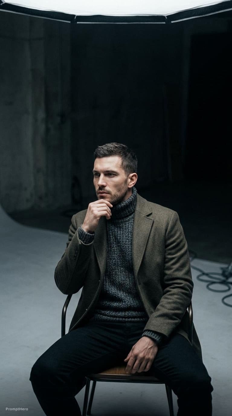 AI generated: high-end portrait photography, editorial studio photography, cinematic color grading, vertical compo...