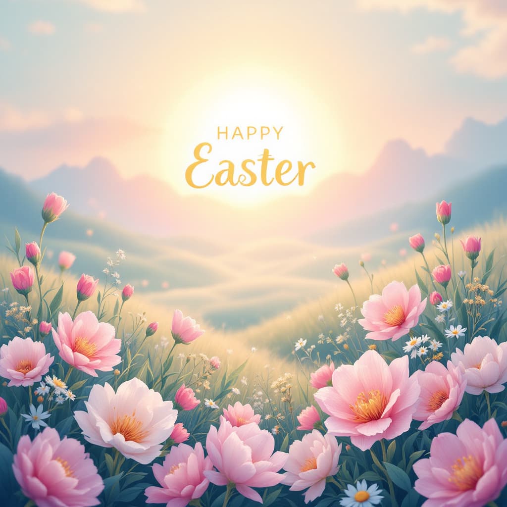 AI generated: Create a vibrant Easter-themed graphic design featuring the text ‘Happy Easter’ in a modern and eleg...