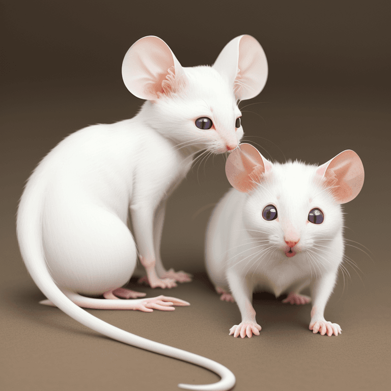 AI generated: Photo of a very cute white albino (mouse: cat: 0.5)