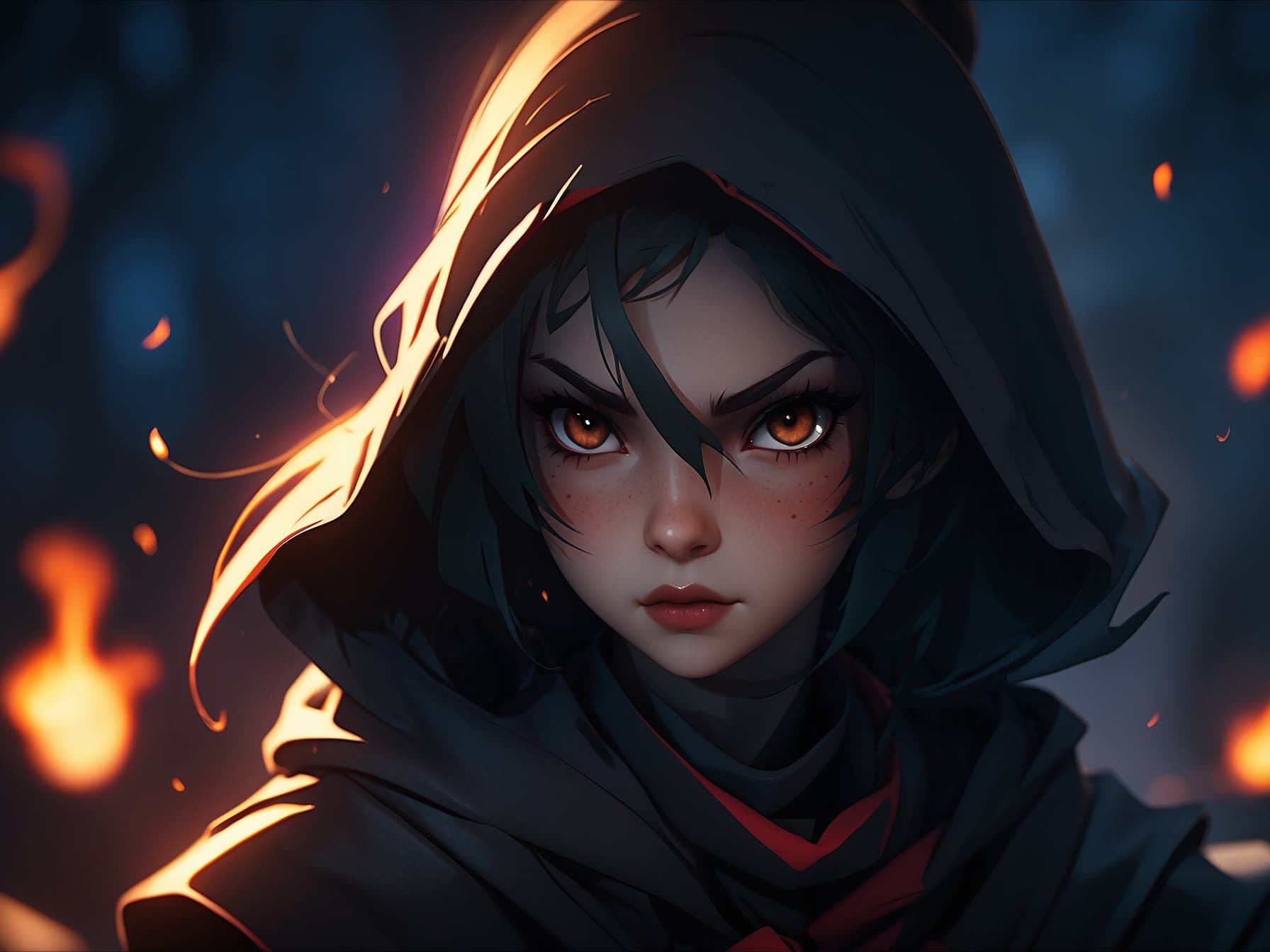 AI generated: a woman in a hooded jacket with a hood on, a character portrait by Lois van Baarle, trending on Arts...