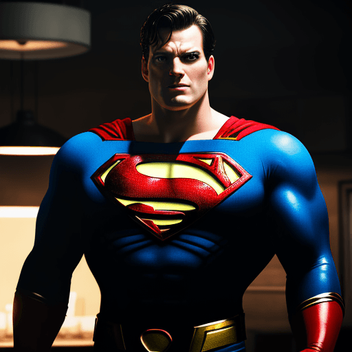 AI generated: burger using Superman suit, hyperrealistic, cinematic, dramatic lighting