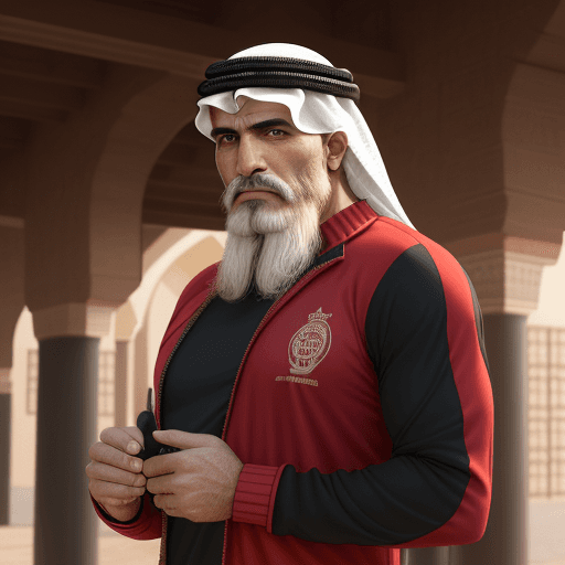 AI generated: High resolution photography Arab man, 50 years old, thin build, red beard, no mustache, black baseba...