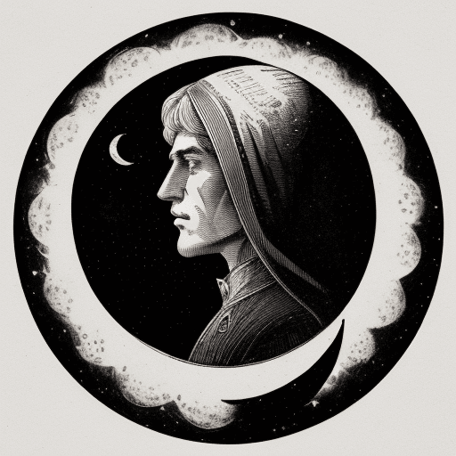 AI generated: A vintage moon and stars illustration, hand drawn in an old school style, with deep black ink on whi...
