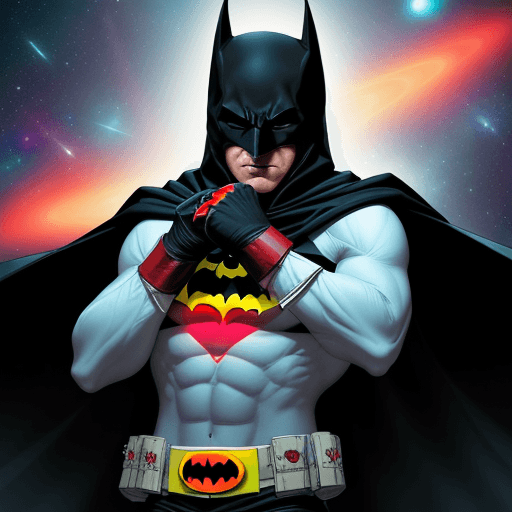 AI generated: We are seeing a six feet tall, superhero, in a black hooded type cowl mask, like Batman with no ear,...