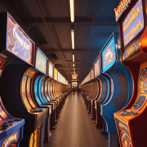 AI generated: 8k high resolution, nostalgic, liminal, huge arcade, intricate details, liminal, nostalgia