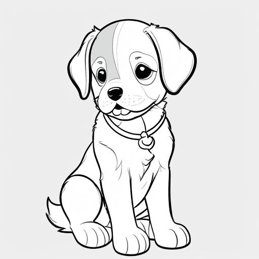 AI generated: coloring page of a cute puppy, use clean lines and leave plenty of space for coloring, simple line a...