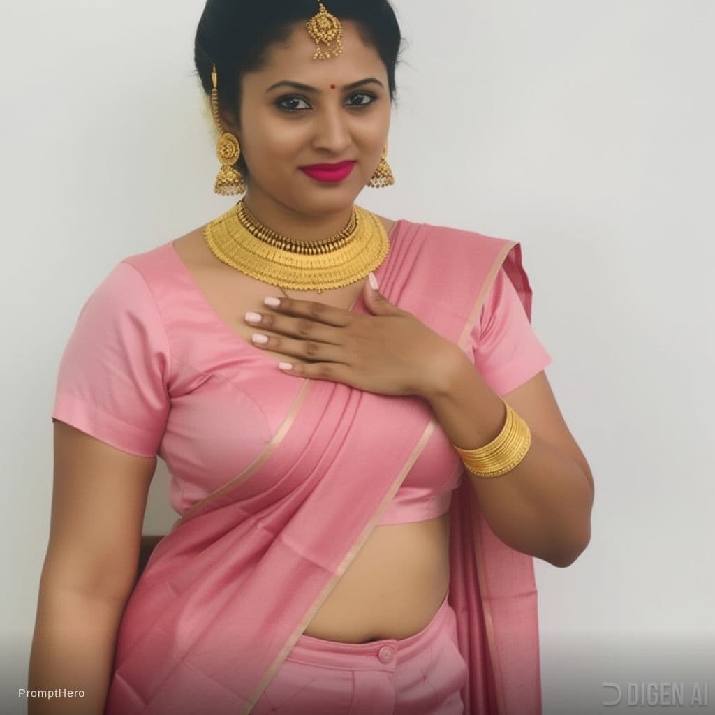 AI generated: Keeping her hand on her breast 