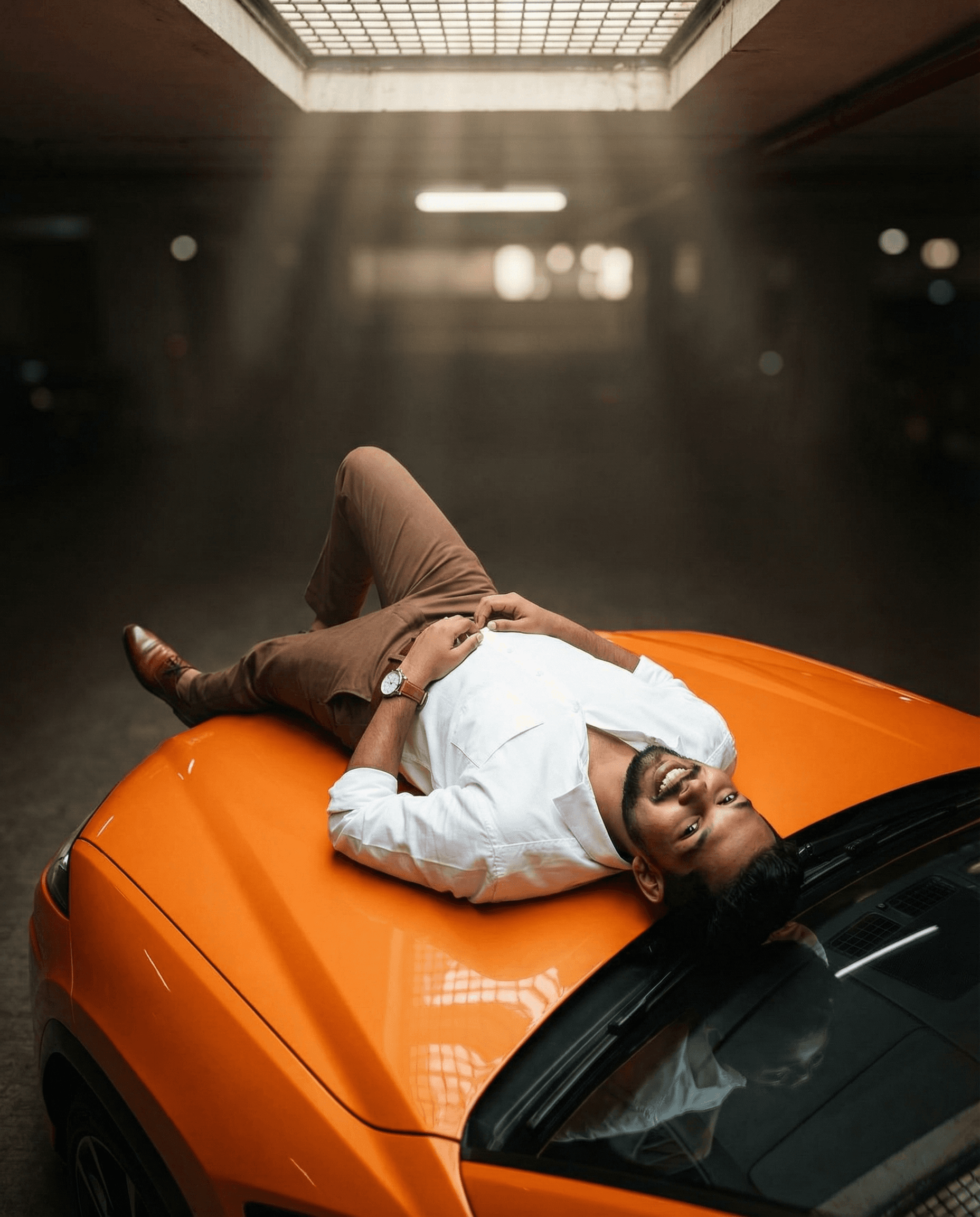 AI generated: Generate a hyper-realistic 8K photo taken from an overhead high-angle perspective in a 3:4 full-body...