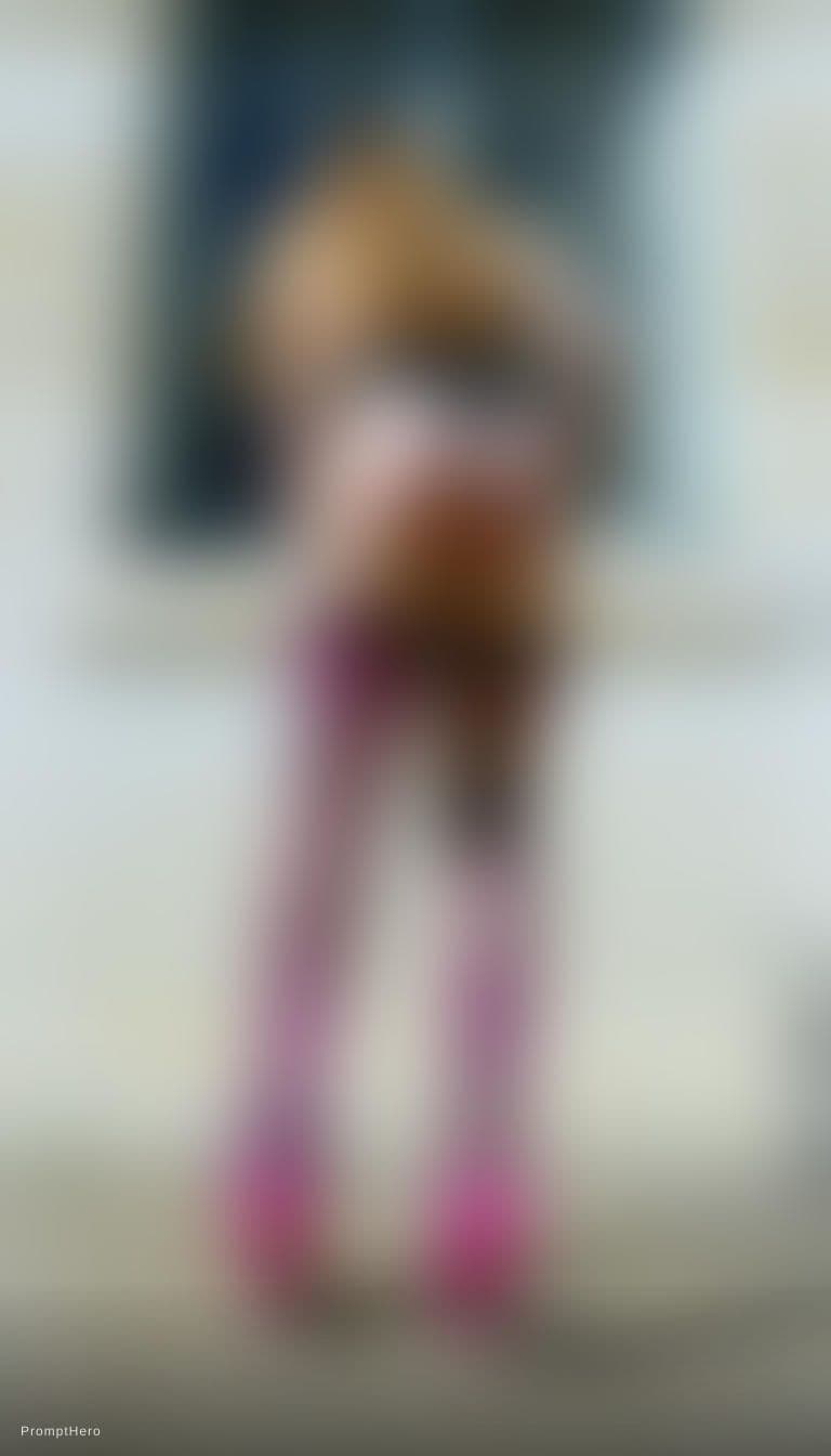 AI generated: crouching backward fine fishnet stockings, and extremely high stiletto heels with laces wrapping up ...