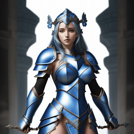 AI generated: goddess, blue armor