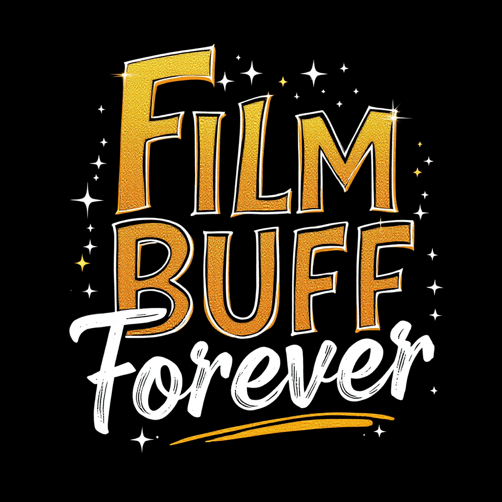 AI generated: Create a stunning, Hollywood-inspired graphic featuring the phrase "Film Buff Forever" in a bold, un...