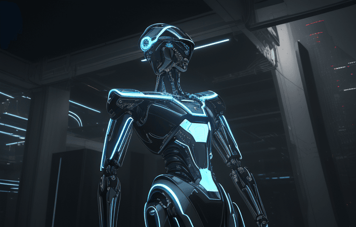 AI generated: In this evocative photograph, a narrative unfolds where the realms of humanity and technology seamle...