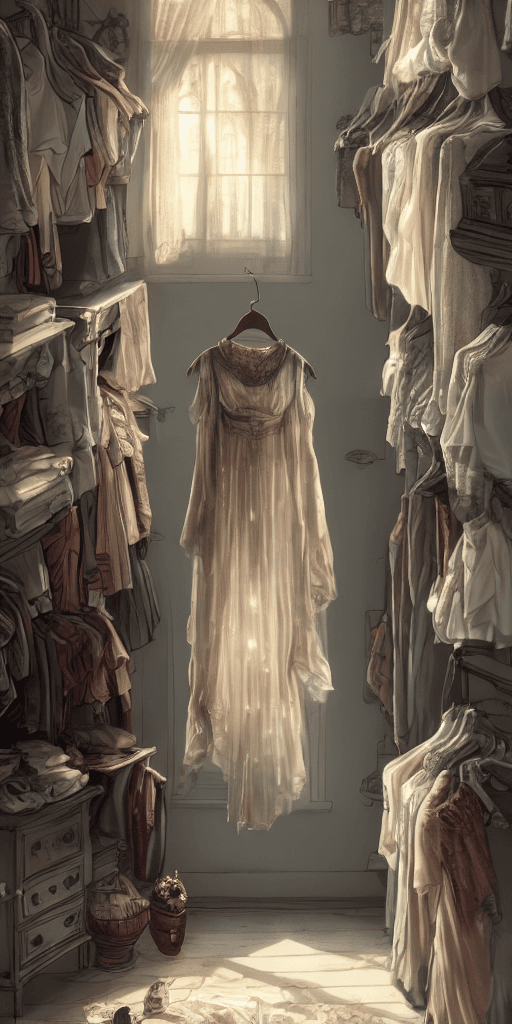 AI generated: The clothes in the wardrobe, the most gorgeous clothes, are confident, radiant, beautiful ten times,...
